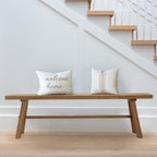 Wnutrees 55" Farmhouse Wood Bench, Rustic Solid Wood Dining Room & Entryway Bench Seat for Indoors, Easy Assembly, Natural