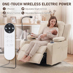 Furnimart Power Rocking Chair Nursery with Adjustable Armrests, Triple Motor Glider Recliner Swivel Nursing Chair for Breastfeeding with Phone Holder, Side Storage, Soft Waterproof Fabric, Beige