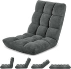 Murago Folding Floor Chair with Back Support for Adults, Adjustable Japanese Meditation; Portable Gaming Chair Recliner Seat with Comfy Cushion, for Teens, Dark Grey