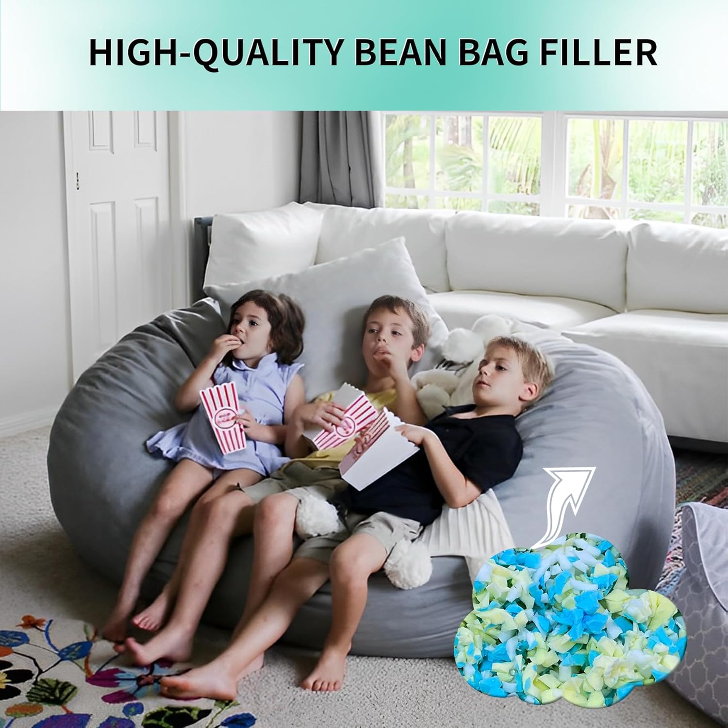 10lbs Shredded Memory Foam Bean Bag Filler, Soft and Convenient Bean Bag Filling Pillow Stuffing for Beanbag, Couch, Cushion, Stuffed Animals, Dog Bed, Arts Crafts