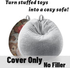 Faux Fur Comfy Bean Bag Chair Cover (No Filler), Fluffy Stuffed Animal Storage Bean Bag Covers Large Sofa for Adults, Premium Furry Fuzzy Bean Bag for Living Room Bedroom, Light Gray