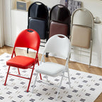 Folding Chairs-Metal Guest Stools,Commercial Event Seat,for Indoor Outdoor,Sturdy & Space-Saving,Comfortable Cushion Chairs (1-Pack)(Khaki)