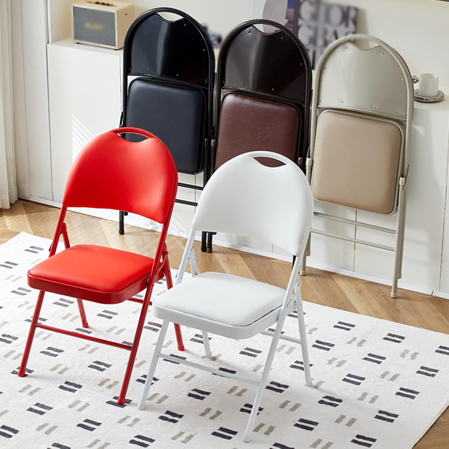 Metal Chairs -Lobby Stacking Stools,Comfortable Cushion,Durable Steel Frame,200KG high Load-Bearing,Commercial Event Seat (1-Pack)(Khaki)