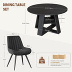 Miereirl Round Dining Table Set for 4, 43.31 Inch Round Kitchen Table and Chairs Set with Storage Shelf, Space Saving Dining Room Table Set, Modern Dining Set for Apartment, Kitchen, Dining Room