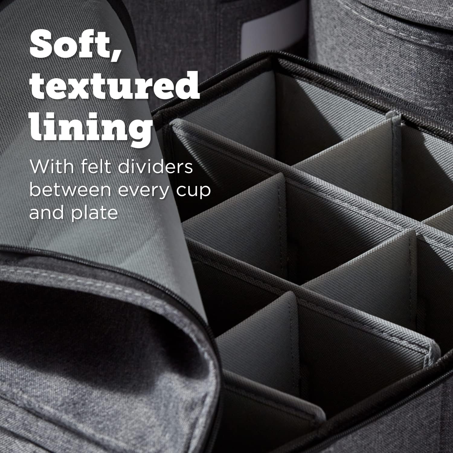 storageLAB China Storage Containers, Containers for Organizing, Hard Shell Case, Felt Plate Dividers, Moving Supplies, Storage Box, Wine, Dishes, Glasses Storage, Charger Plates Storage Containers