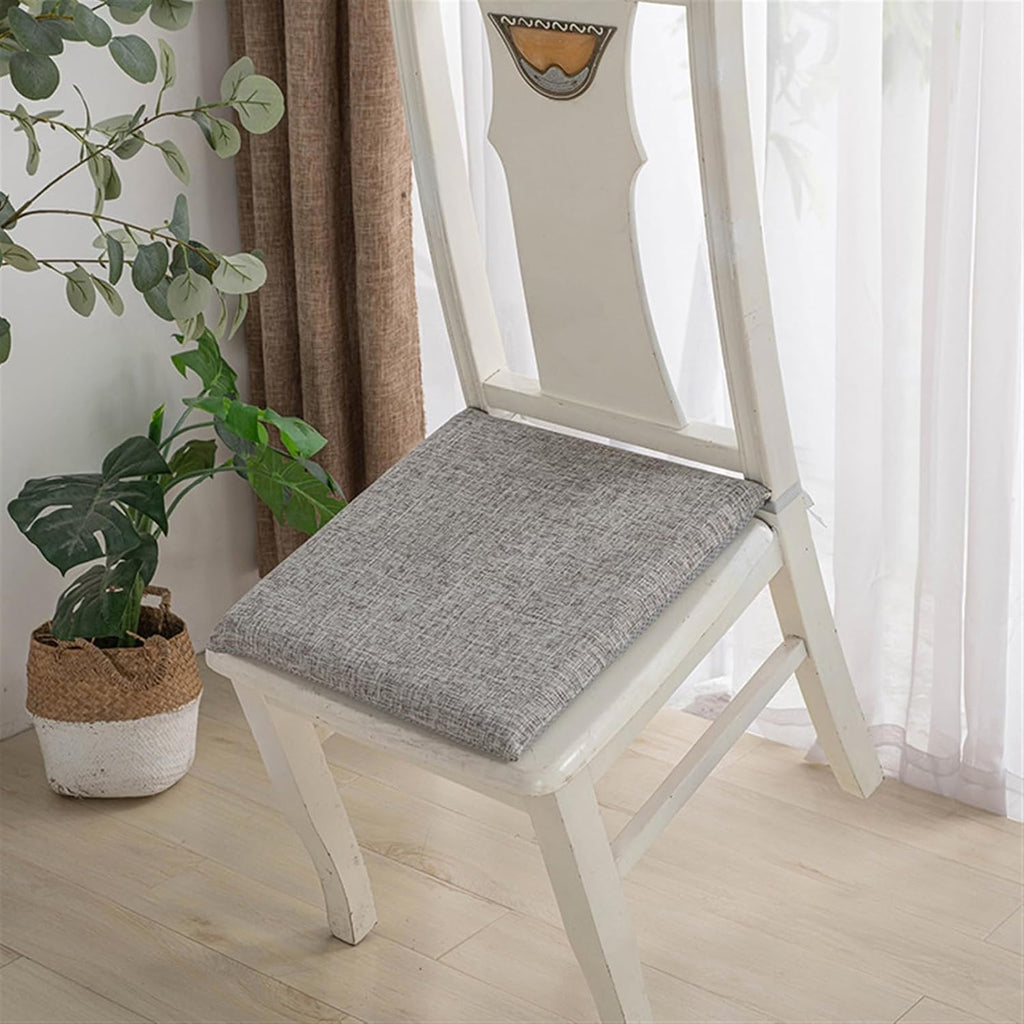 Lifup 2 Pack Chair Cushion Memory Foam Pads, Square Non-Slip Thick Dining Chair Cushions with Ties and Removable Cover for Home Office Restaurant Chair Pads Orange 15 x 14 Inch