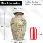 Green Vinatge Vase, Gorgeous Pastoral Octagonal Ceramic Flower Vase, Rustic Farmhouse Ice Cracked Large Chinoiserie Floral Vases for Home Decors, Cottage, Coffee Table, Bookshelf, 9.1 Inch