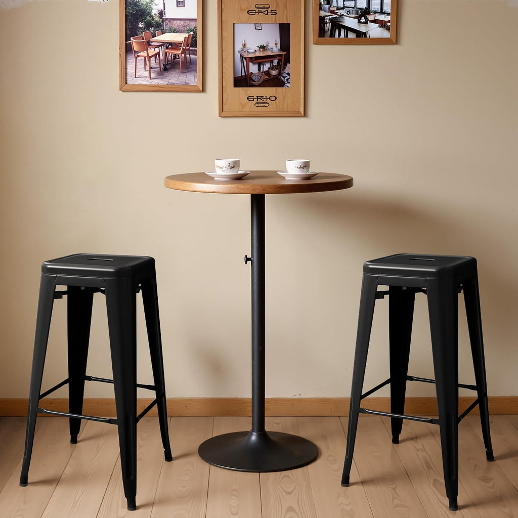 Furmax 30 Inch Metal Bar Stools Set of 4, Counter Height Stools, Industrial Bar Chairs Patio Stool Stackable Stool for Kitchen/Dining Room/Indoor Outdoor(Dark Black, 30'' Backless)