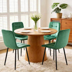Velvet Dining Chairs Set of 4, Modern Fabric Upholstered Dining Room Kitchen Chair 4pcs Velvet Kitchen Chairs, Mid Century Dinning Dinner Chairs for Living Room,Bedroom (Green, Non-Swivel Chair)