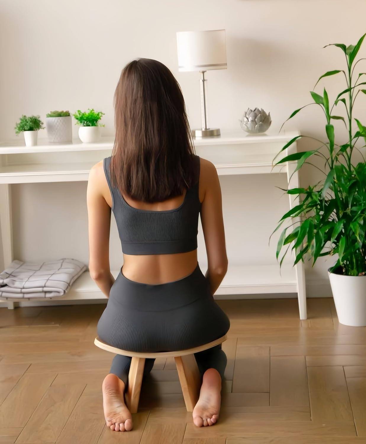 Solid Wood Ergonomic Kneeling Stool. Suitable for Temple Ceremonies, Tea Ceremonies, Meditation, Yoga, as Well as Home Fitness Assistance Chair(Medium Size for Height 160CM-180CM(63-70.8 in)
