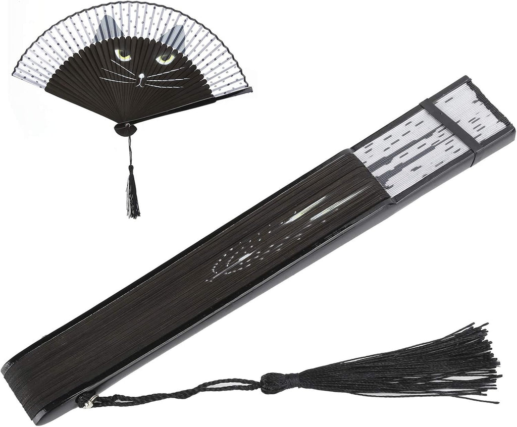 Bamboo Folding Fan, Portable Hand Held Japanese Style Fan with Natural Material, for Cooling Dancing Wedding Party Stage Performance Gift