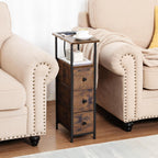 LOAKEKEL Narrow End Tables Living Room Set of 2 with Charging Station