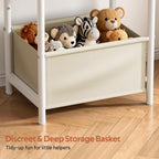 MISSLO Toddler Nightstand with Storage Basket Kids Night Stand with Large Tabletop Nursery Side Table for Living Room Easy Assembly Small End Tables for Small Spaces Toddler Bedroom Decor, White