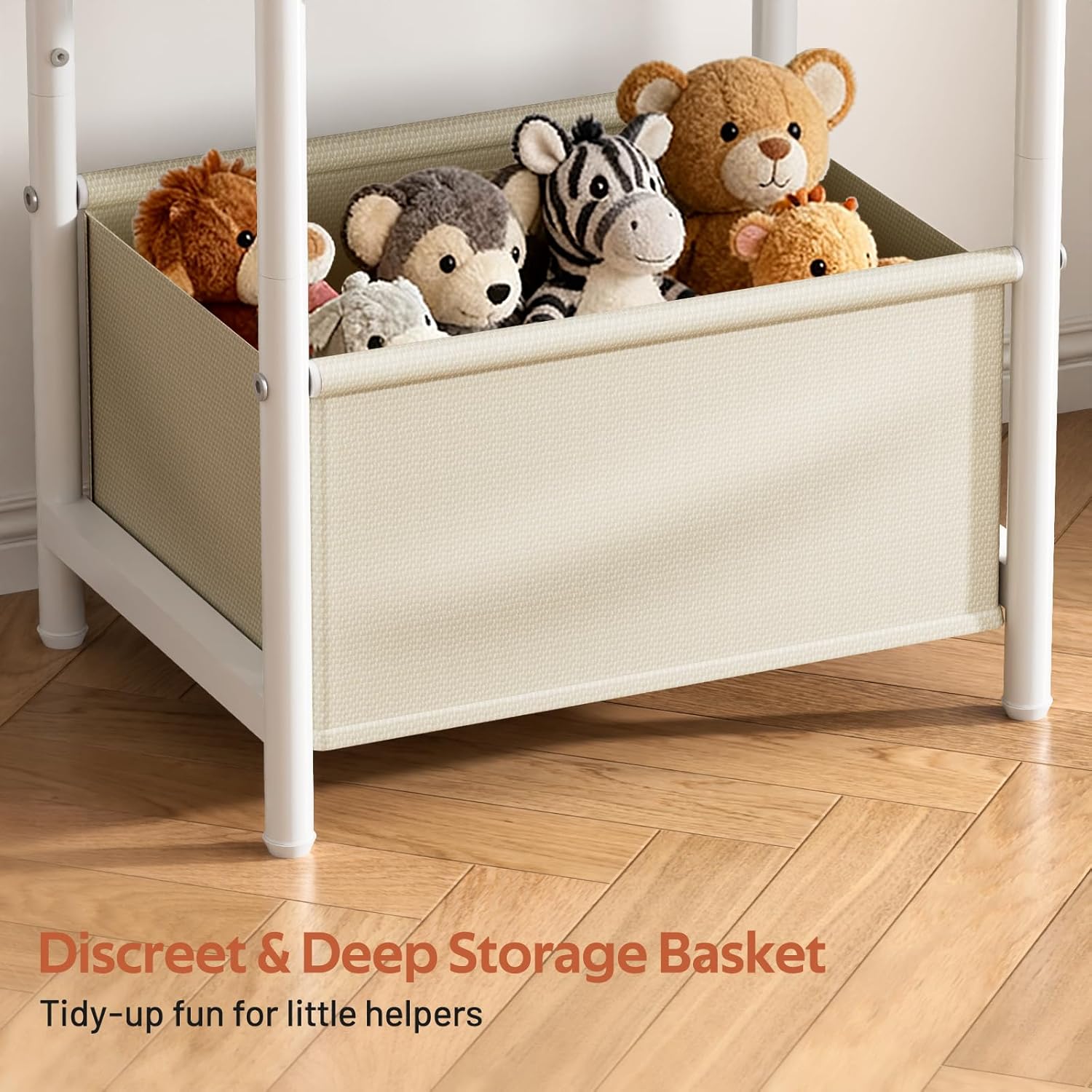 MISSLO Toddler Nightstand with Storage Basket Kids Night Stand with Large Tabletop Nursery Side Table for Living Room Easy Assembly Small End Tables for Small Spaces Toddler Bedroom Decor, White