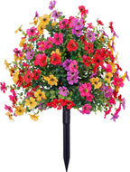 2026 Artificial Petunias with Ground Stake, 22" Outdoor Faux Flowers for Garden, Planter and Porch, Yard, Lifelike Decorative Flowers (Multi-Color‌, 1PCS)