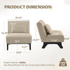 Armless Accent Chair Upholstered Comfy Modern Living Room Side Chair | Comfy Small Accent Lounge Chair with Pillow & Wooden Legs Accent Chair for Living Room Bedroom Farmhouse Reading Brown