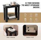 Giantex Narrow End Table, 2-Tier Side Table with Open Storage Shelf, Retro Wood Sofa Table Bedside Tables for Small Spaces, Slim Nightstand for Living Room, Bedroom, Easy Assembly, Black