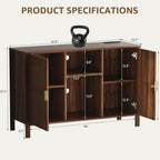 Record Player Stand with Vinyl Storage Cabinet, Turtable Stand Table with Charging Station, Side Table for Living Room, Holds Up to 350 Albums, Walnut, 47.3”x15.7”x31.1”H