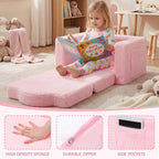 Novabright Kids Chair or Couch for Toddler, 2-in-1 Soft Foldable Couch, Comfy Toddler Chair, Convertible Sofa to Lounger, Gifts for Kids Girl Boys for Birthday, Children's Day (Strawberry)
