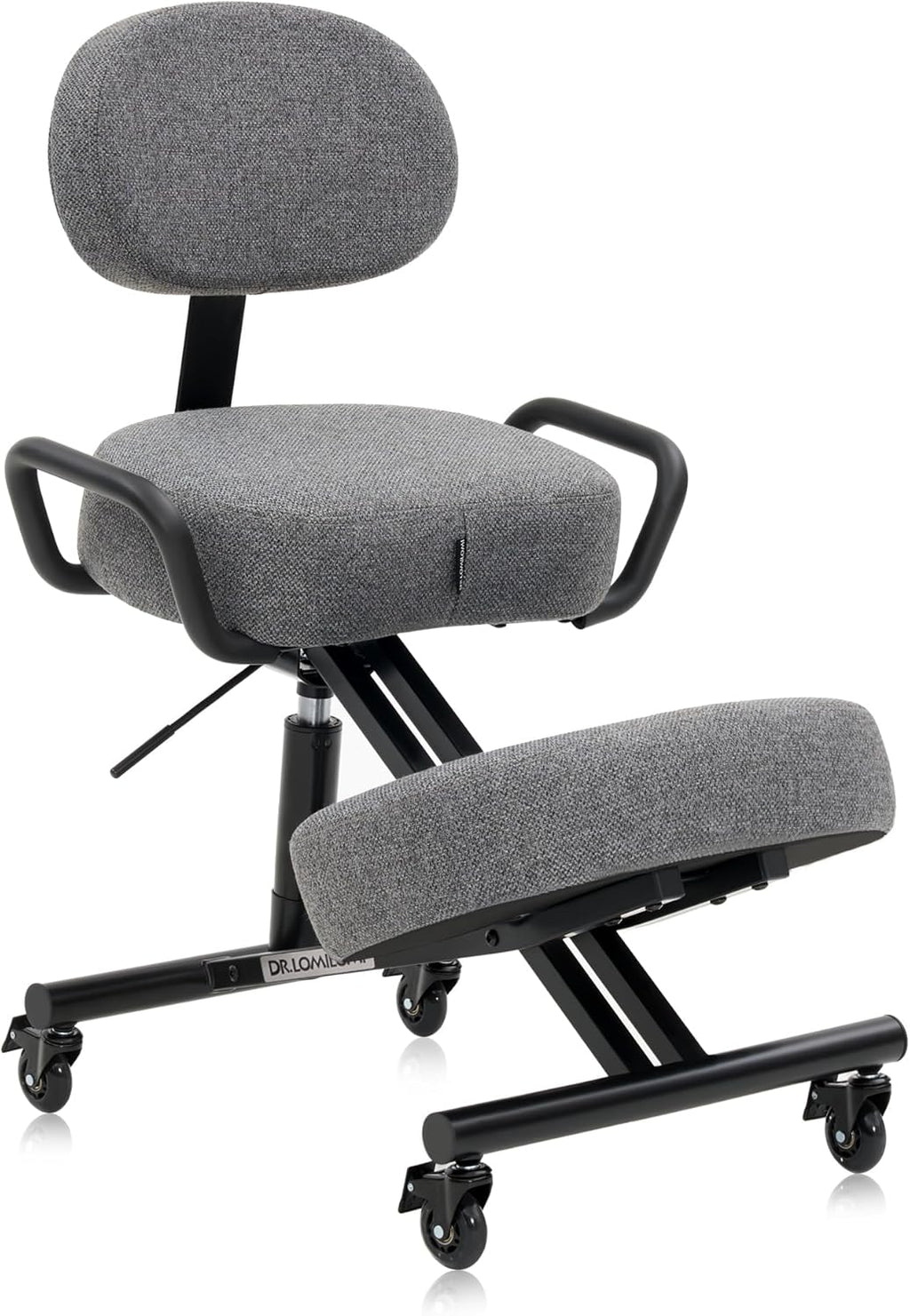 Ergonomic Kneeling Chair with Backrest, Improve Posture, Thick Cushions, Locking Wheels for Home & Office, AKONI 512B (Dim Grey)