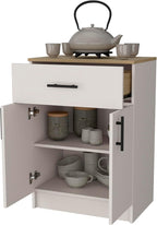 Kitchen Pantry Cabinet with 2 Doors 1 Drawer: Compact Storage for Small Spaces & Commercial Kitchens - Melamine Particleboard Construction for Food Service Areas & Micro Business Use
