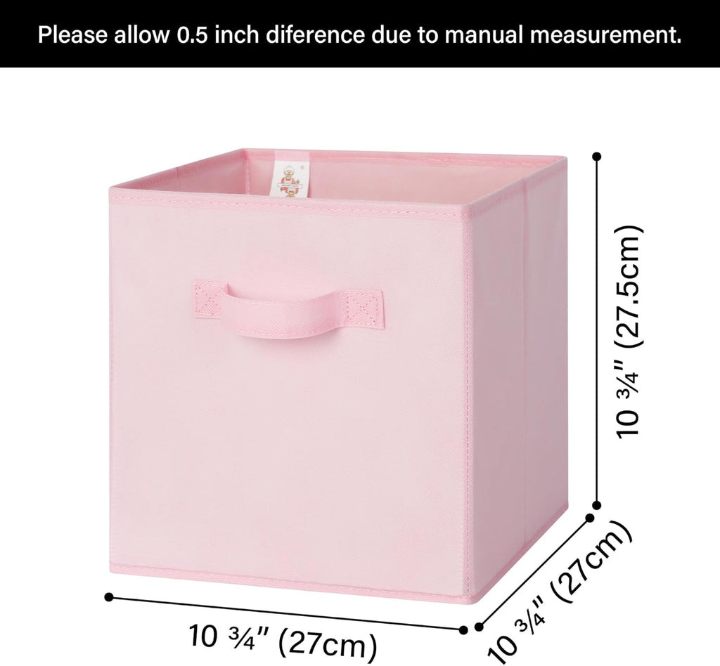 GRANNY SAYS Cube Storage Bins, 11 Inch 6 Pack Storage Cube Organizer, Foladble Fabric Storage Boxes with Handle, Decorative Clothing Storage Baskets for Shelves, Closet, Pink