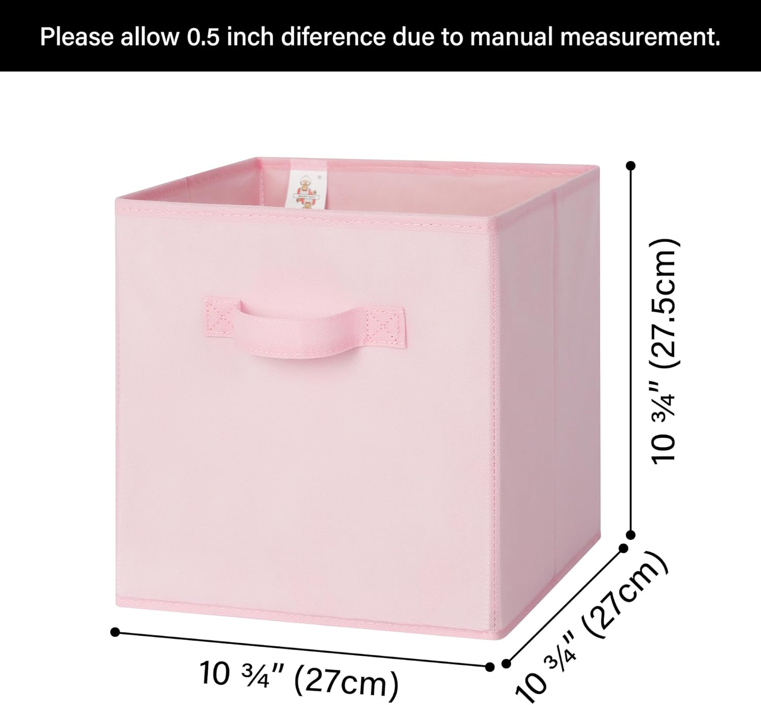 GRANNY SAYS Cube Storage Bins, 11 Inch 6 Pack Storage Cube Organizer, Foladble Fabric Storage Boxes with Handle, Decorative Clothing Storage Baskets for Shelves, Closet, Pink