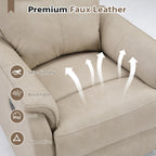 HAOMARKETS Swivel Rocker Recliner Chair Set of 2, Manual Faux Leather Glider Rocking Recliners for Adults, 360° Swivel Nursery Reclining Sofa with Padded Backrest for Living Room, Beige
