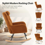 Nursery Rocking Chair, Upholstered Baby Fluffy Glider Rocker, Reading Chair with High Backrest, Comfy Chairs for Living Room, Bedroom, Nursing