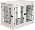 26-inch Durable Heavy-Duty Solid Premium Engineered Wood Dog End Table with Two Secure Lockable Doors and Expanded Storage Top Shelf White