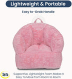 Delta Children - Serta Kids Plush Barrel Toddler Chair, Soft Foam Chair Bean Bag Chair Alternative for Boys and Girls, Cozy Seat for Reading, Watching Cartoons, Playroom Nursery Bedroom, Pink
