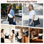 Yivona Canvas Tote Bag for Women, 100% Cotton Cat Tote for Shopping, Travel, School, Gift for Girls, Book Lover, Birthday