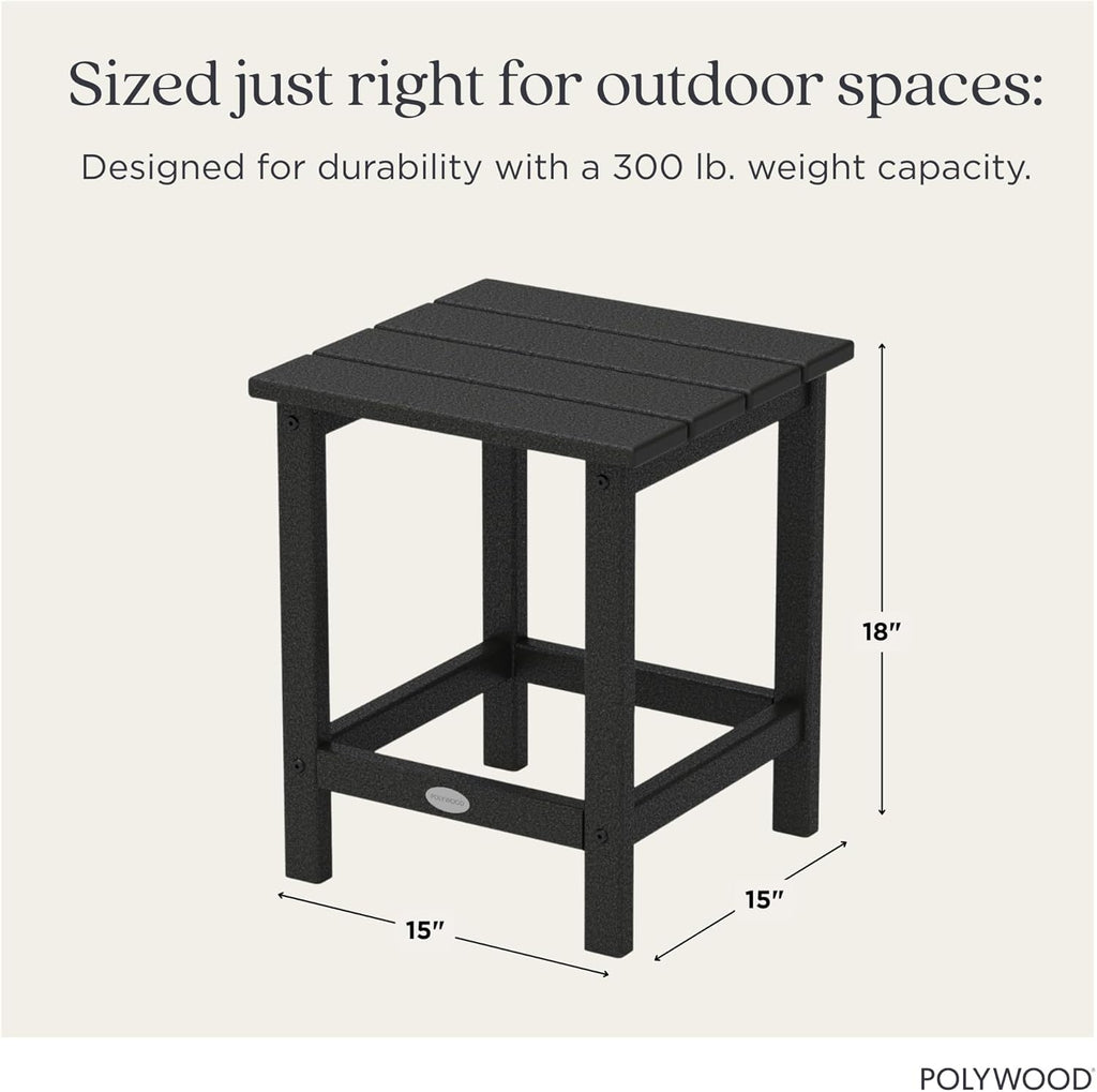 POLYWOOD Long Island 18" Side Table, Black