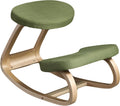 Adjustable Ergonomic Kneeling Chair with Padded Seat and Backrest, Posture Correcting Knee Chair for Office Desk, Comfortable Floor Sitting Alternative (Green)