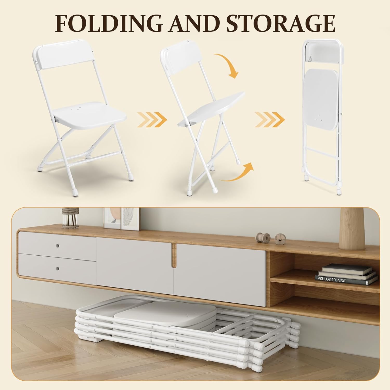 10 Pack Folding Chairs, Portable Party Chairs,Portable Plastic Stackable Commercial Seat with Steel Frame,Capacity for 350lb,for Office Wedding Party Patio Dinning Events