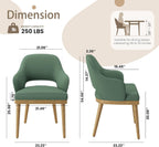 MALOL Wooden Dining Chairs Set of 2, Modern Fabric Upholstered Dining Room Chair, Kitchen Side Chairs, Farmhouse Dinner Chair with Open Back for Kitchen, Green