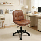 Office Chair, Ergonomic Desk Chair with Padded Cushion & Backrest, Adjustable Height & 360° Swivel, Armless Task Chair for Home Office, Computer Desk & Vanity Brown 1