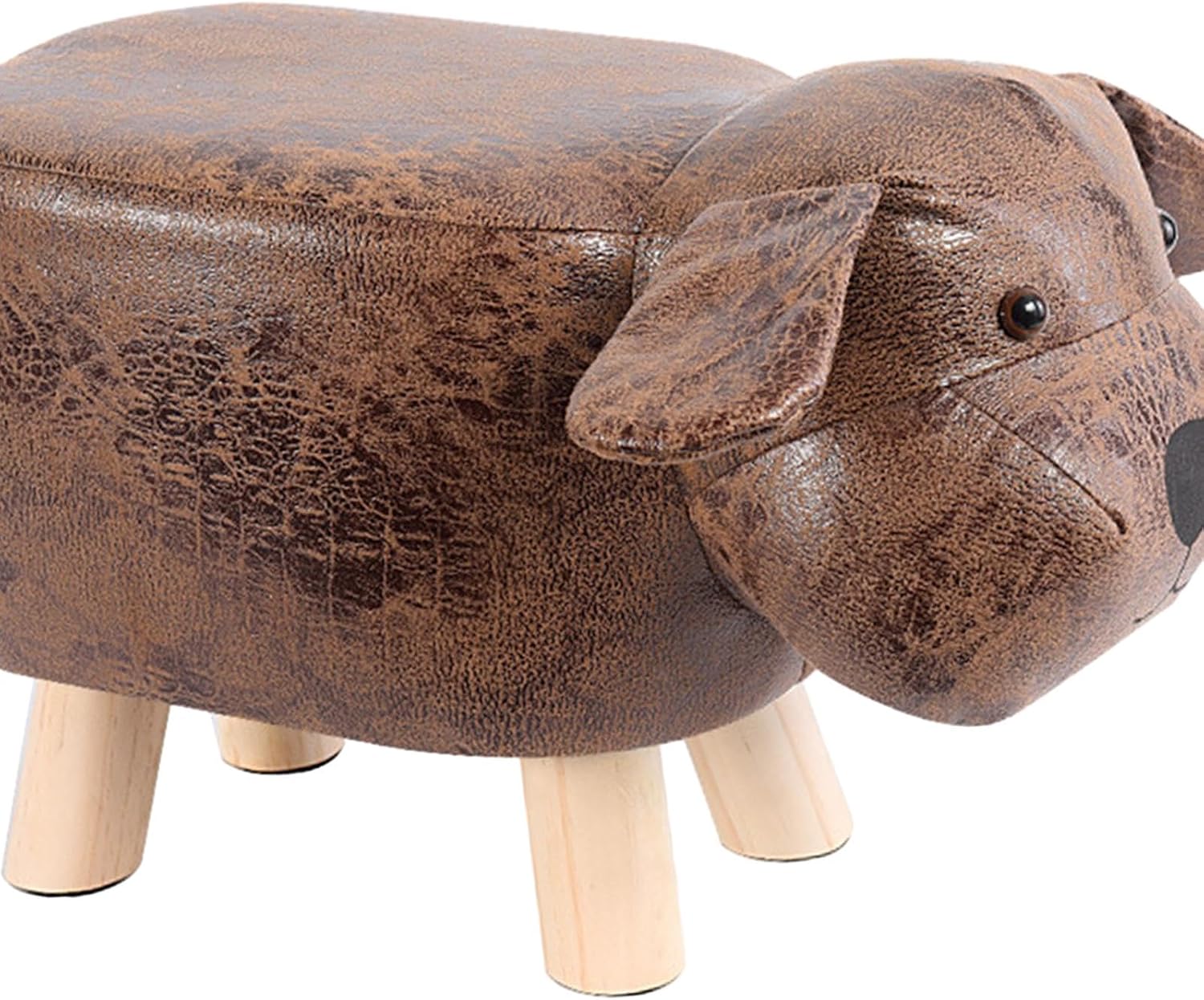 Animal Footstool Shoe Replacement Stool Cute Children Creative Pouf Chair Indoor Padded Ottoman Waterproof, Brown