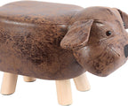 Animal Footstool Upholstered Ottoman for Kids Children Step Stool Cute Foot Rest Pouffe Chair for Playroom Indoor Living Room, Brown