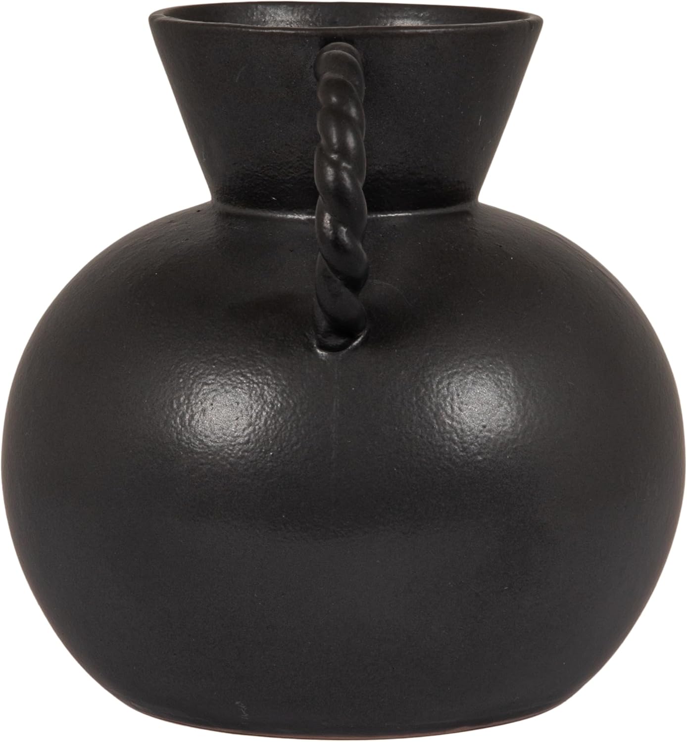 Bloomingville Stoneware Vase with Twisted Handles, Reactive Matte Black Glaze