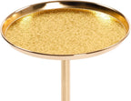 Adjustable Side Table, Small Tea Martini Table, Gold, Natural Marble Decorative Pedestal End Table for Display and Storage