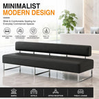 PU Leather Reception Bench Sofa, Modular Waiting Room Seating with Backrest, Commercial Lobby Couch for Hotel Bank Office Salon Training Center Lounge