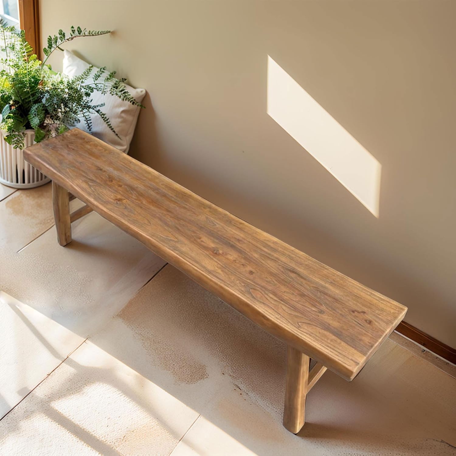 Narrow Bench For Entryway Slim Farmhouse Indoor Wood Rustic Noodle Bench Vintage Dining Table Skinny Hallway Shoe Benchs End Of Bed 19.6/39.3/62.9/70.8 Inch Length For Bedroom & Living Room Kitchen(31