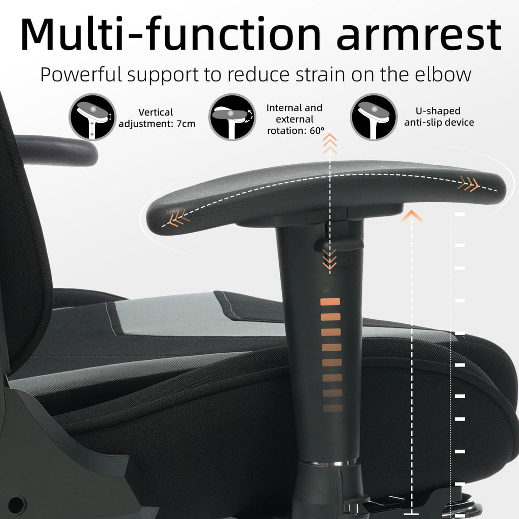 Fabric Gaming Chair, Skin-Friendly and Breathable, Manufactured by A Reputable Manufacturer, Safe and Stable, Specially Designed for Gaming.with Footrest Mg(1005-Gray)