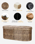 AmasSmile Footrest Ottoman Bench with Storage,34Inch Footstool, Coffee Table, Padded Seat, Storage Chest,Blanket Store with Flipping Lid for Livingroom and Bedroom (Leopard Print(Velvet))