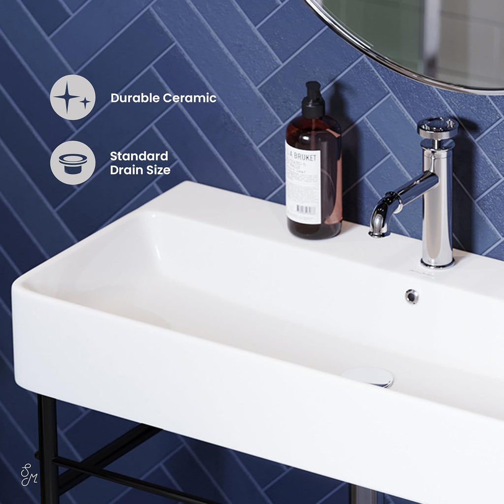 Swiss Madison Well Made Forever SM-CS733, Carre 36" Ceramic Console Sink In Glossy White Basin