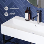 Swiss Madison Well Made Forever SM-CS733, Carre 36" Ceramic Console Sink In Glossy White Basin