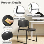 Stacking Chairs Set of 4, Plastic Waiting Room Chair with Sled Base, Stackable Office Guest Reception Chairs No Wheels for Break Rooms and Conference Rooms Black