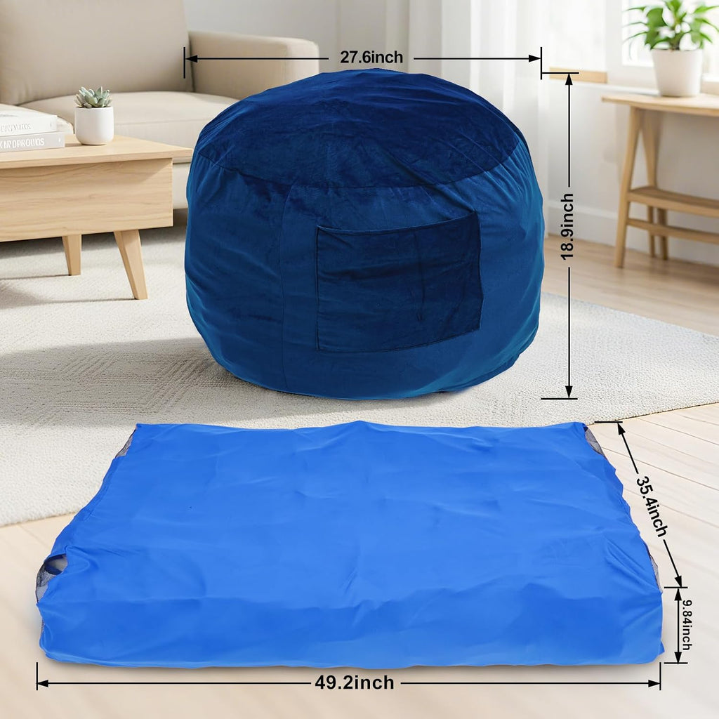 Bean Bag Chair Sensory Crash Pad, Convertible Foam Lazy Sofa Bed for Kids | Supportive memory blocks | Machine washable velour cover | Non-slip base breathable mesh panels | Sturdy carry handle pocket