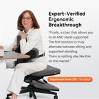 Newtral Standing Mate Chair, 6-in-1 Ergonomic Office Chair with 167° Lockable Flip Backrest, Multi-Position Stool for Standing Desk, Active Posture Support for Sit-Stand-Lean,Wide Seat